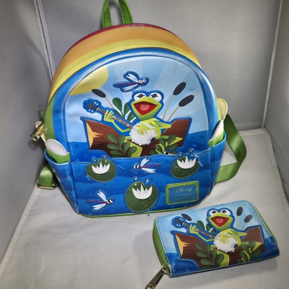 Disney Loungefly Kermit Rainbow Connection The Muppets Mini Backpack w/Wallet